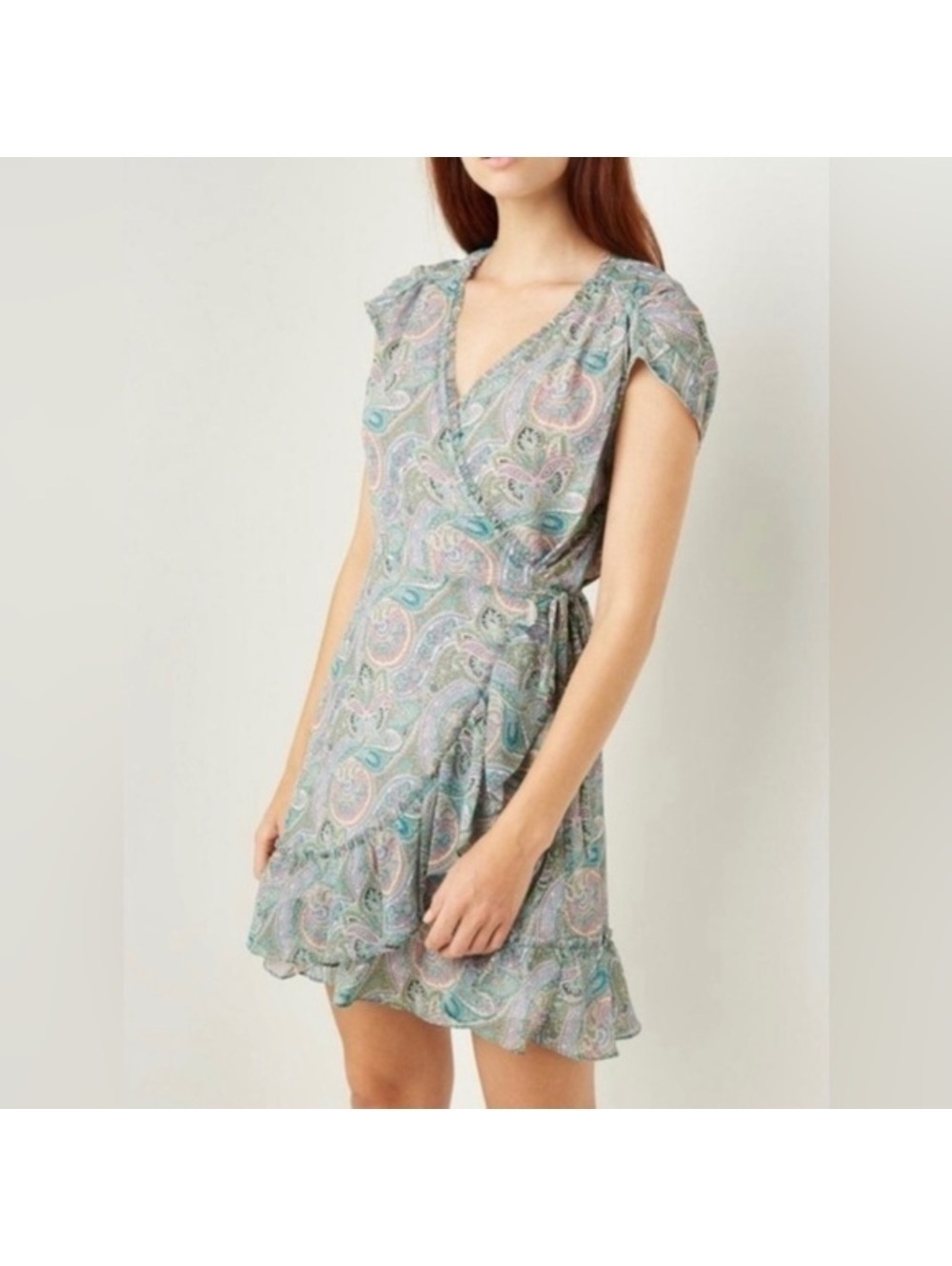 4 All Saints Zini Shahmina Green Dress - Picture 4 of 14